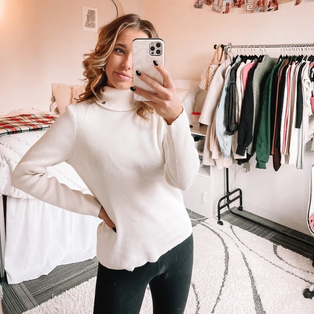 Polo Ralph Lauren Cream Knit Turtleneck Sweater!!